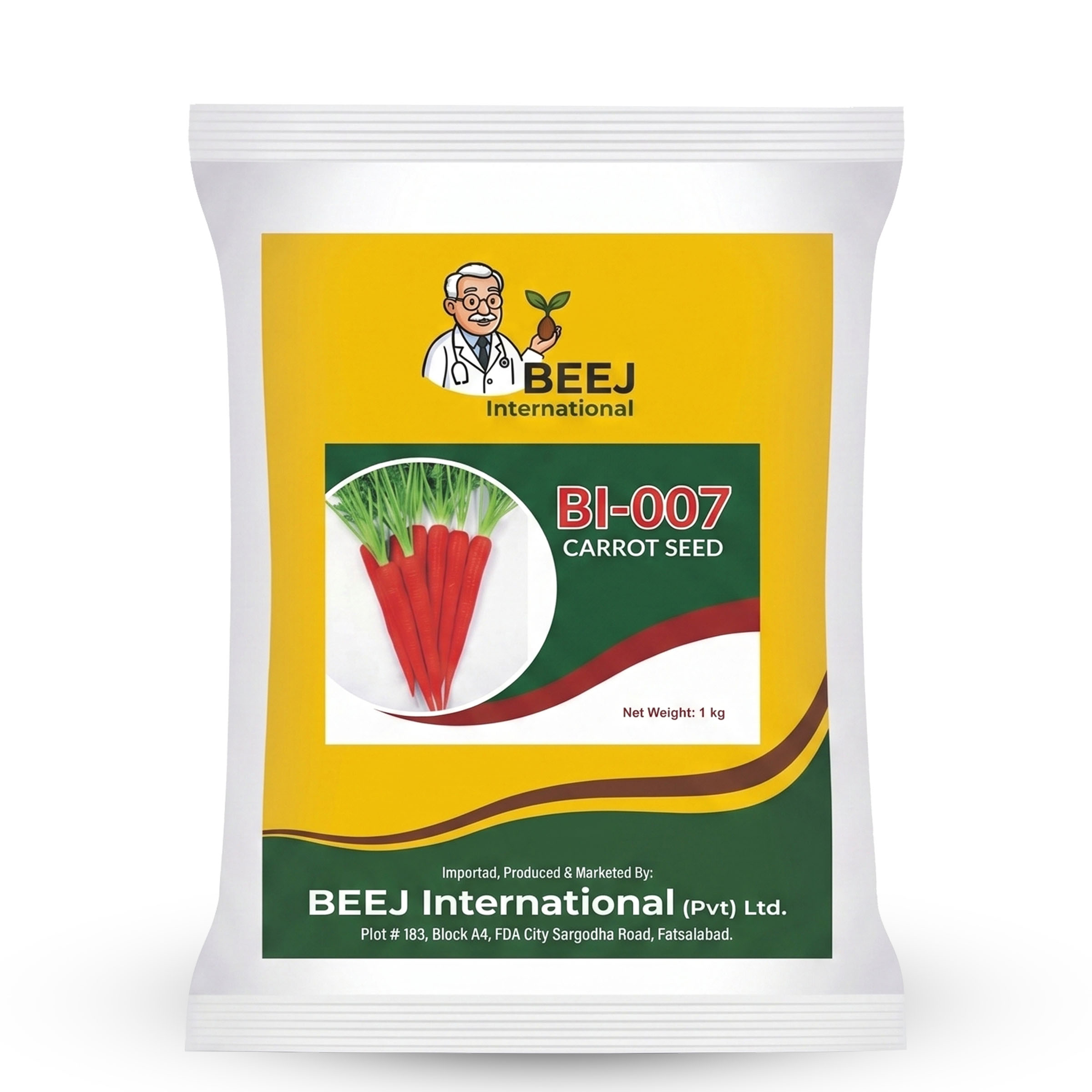 Hybrid Carrot Seed  BI-007 1kg Pack by Kisan World - Deep Red Gajar Beej