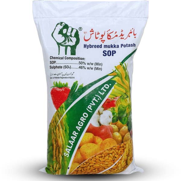 Hybreed Mukka Potash SOP 25kg bag – sulphate of potash fertilizer by KISANWORLD Marketing Lahore